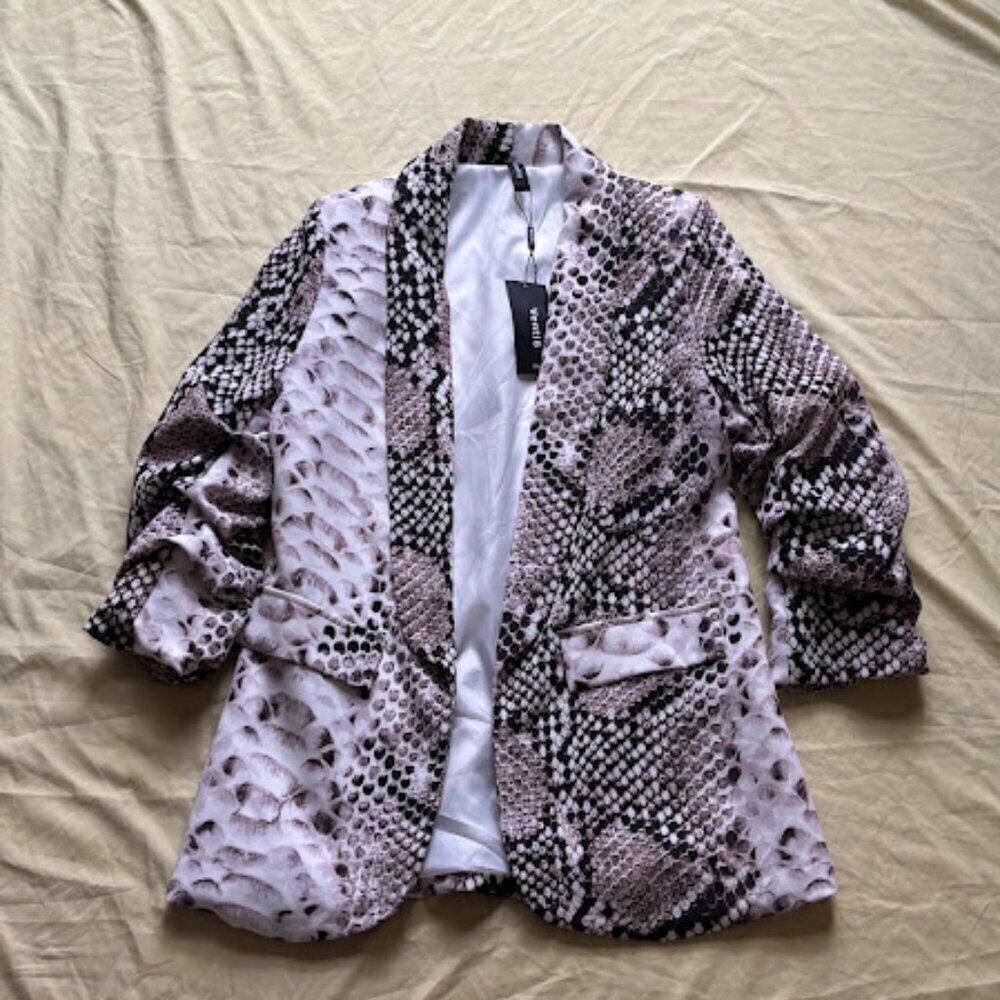 Venti 6 | Kyle Scale Print Blazer | Snakeskin Neutral Tones | Size L | NWT